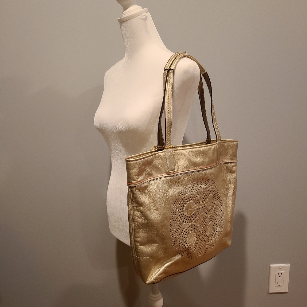 Coach Laurel Gold Leather Tote - Picture 7 of 7